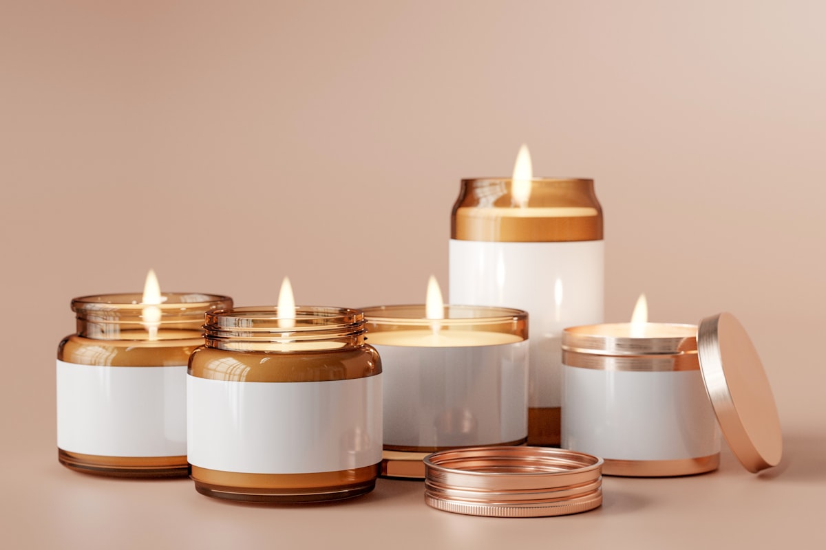 Beautiful handmade soy candles in glass containers