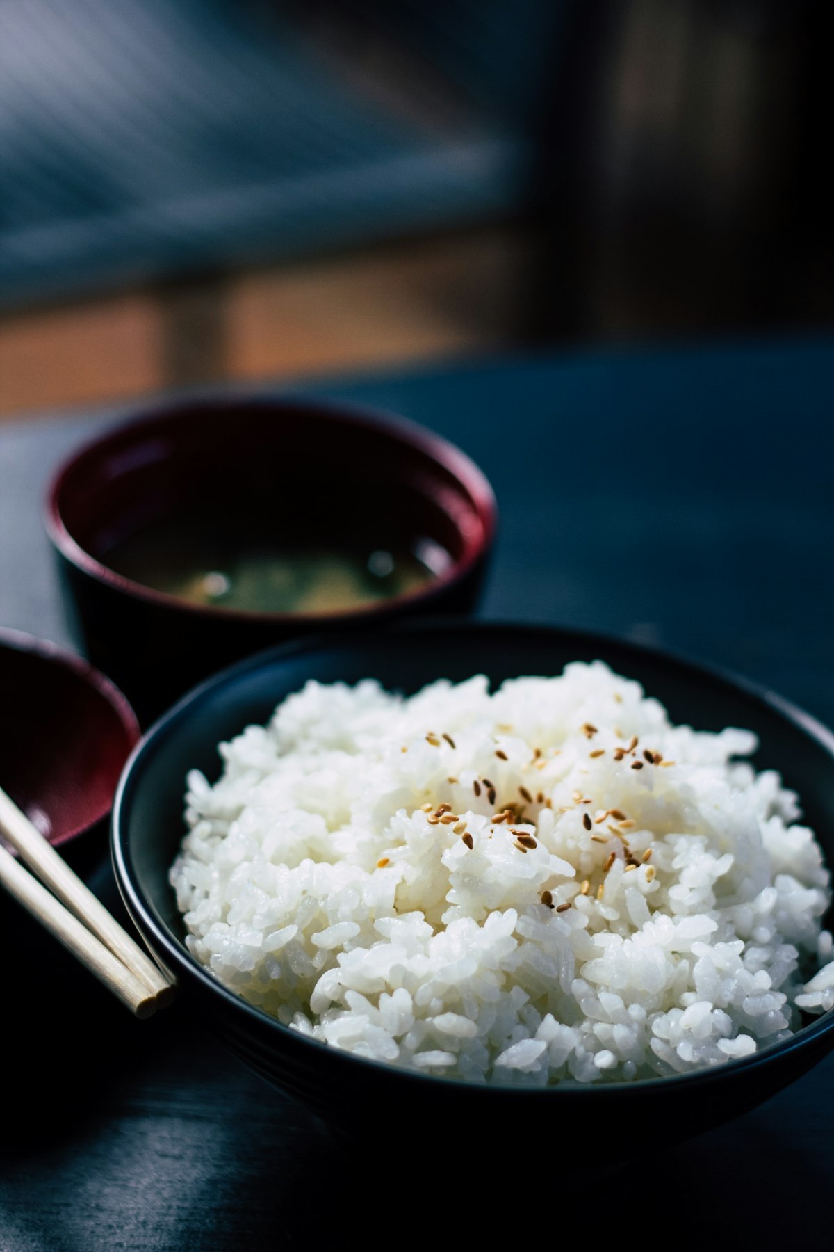 Perfect fluffy white rice in a ceramic bowl